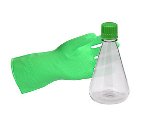 Image showing Green glove and a test tube