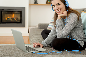 Image showing Working at home while listen music