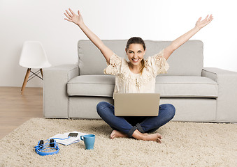 Image showing Happy woman at home