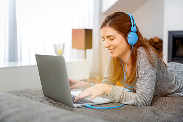 Image showing Working at home while listen music