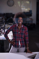 Image showing portrait of a young successful African-American woman in modern 