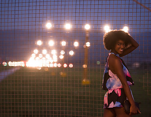 Image showing portrait of a young African-American woman in a summer dress