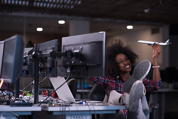 Image showing portrait of a young successful African-American woman in modern 