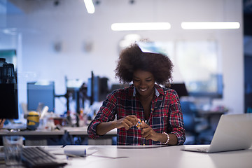 Image showing portrait of a young successful African-American woman in modern 