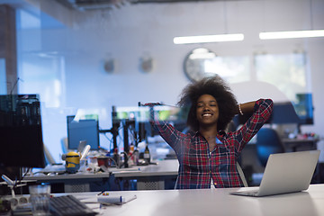 Image showing portrait of a young successful African-American woman in modern 