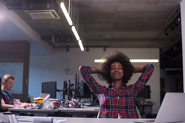 Image showing portrait of a young successful African-American woman in modern 