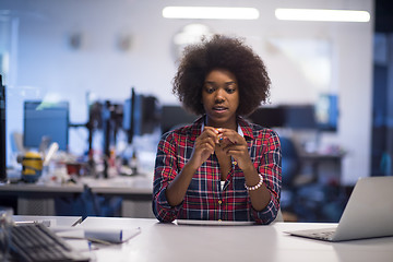 Image showing portrait of a young successful African-American woman in modern 