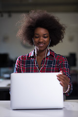 Image showing portrait of a young successful African-American woman in modern 