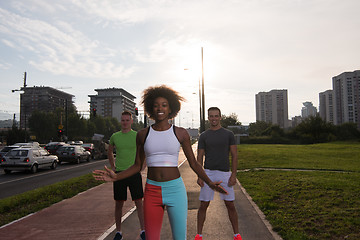 Image showing multiethnic group of people on the jogging