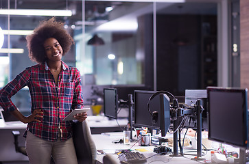 Image showing portrait of a young successful African-American woman in modern 