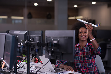 Image showing portrait of a young successful African-American woman in modern 