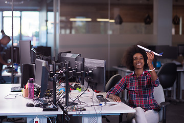 Image showing portrait of a young successful African-American woman in modern 