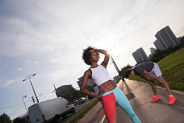 Image showing multiethnic group of people on the jogging