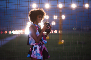 Image showing portrait of a young African-American woman in a summer dress