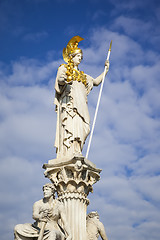 Image showing Athena Statue in front of the Parliament in Vienna Austria