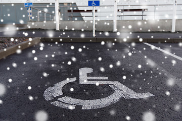 Image showing car parking road sign for disabled outdoors