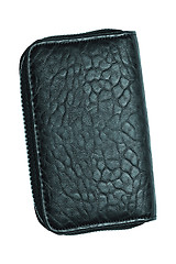 Image showing Closeup of black leather wallet