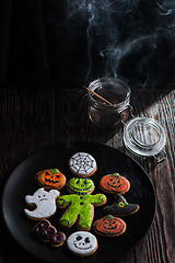 Image showing Homemade delicious ginger biscuits for Halloween