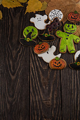 Image showing Homemade delicious ginger biscuits for Halloween