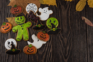 Image showing Homemade delicious ginger biscuits for Halloween