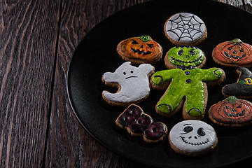 Image showing Homemade delicious ginger biscuits for Halloween