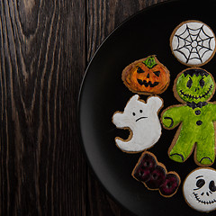 Image showing Homemade delicious ginger biscuits for Halloween