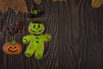 Image showing Homemade delicious ginger biscuits for Halloween