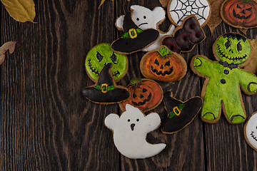 Image showing Homemade delicious ginger biscuits for Halloween