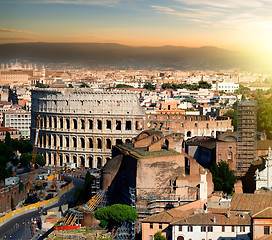 Image showing Colosseum at sunset