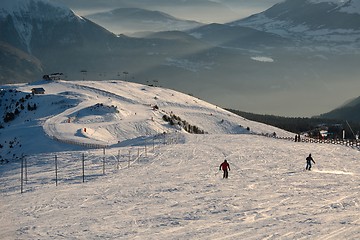 Image showing Skiing slopes from the top