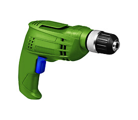 Image showing Green screwdriver drill isolated 