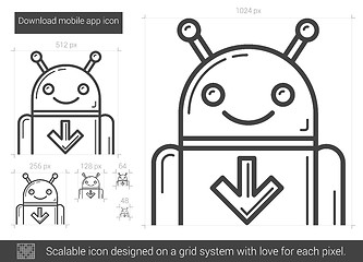 Image showing Download mobile app line icon.