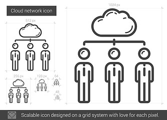 Image showing Cloud network line icon.