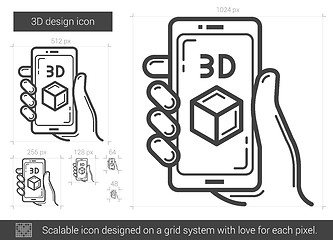 Image showing Three d design line icon.