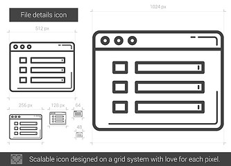 Image showing File details line icon.