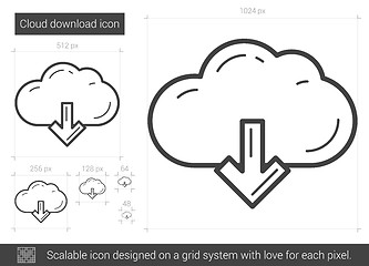 Image showing Cloud download line icon.