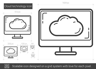 Image showing Cloud technology line icon.