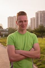 Image showing portrait of a young man on jogging