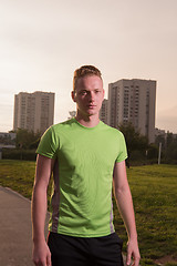 Image showing portrait of a young man on jogging