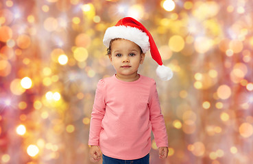 Image showing beautiful little baby girl in christmas santa hat