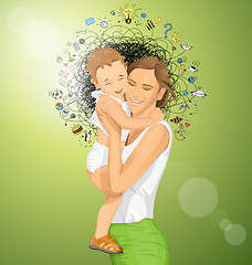 Image showing Vector Woman With Child