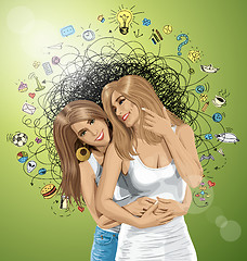 Image showing Vector Women Gay Couple Looking on Camera