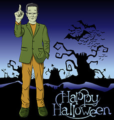 Image showing Vector Cartoon Frankenstein Halloween