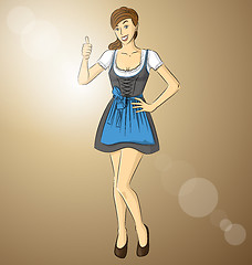 Image showing Vector Cute Woman In Drindl On Oktoberfest