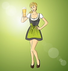 Image showing Vector Cute Woman In Drindl On Oktoberfest