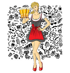 Image showing Vector Cute Woman In Drindl On Oktoberfest