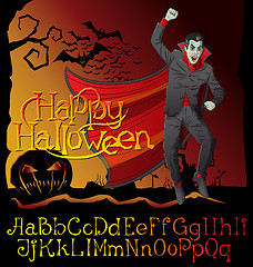 Image showing Halloween font set and Vector Vampire Dracula