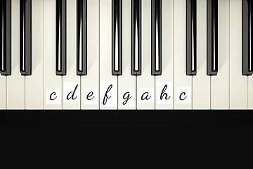 Image showing classic piano keys with note signs