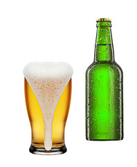 Image showing bottle and glass with beer