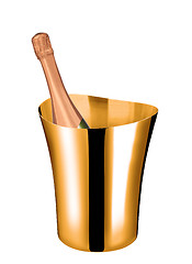 Image showing Champagne bottle in a golden bucket